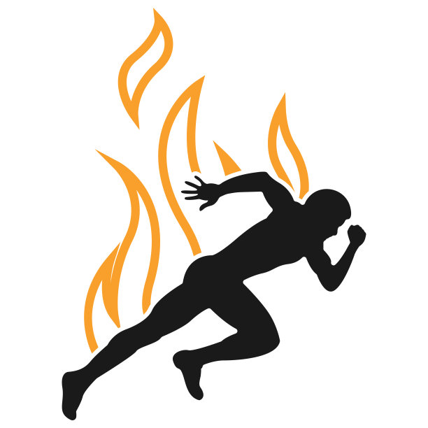 奔跑的人矢量符号。体育与竞赛理念。火焰图片下载