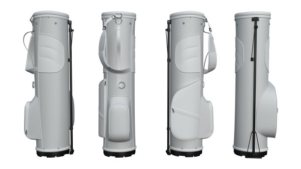 4面平面白色高尔夫球袋，孤立在白色背景上，用于定制和个性化设计，高尔夫球袋业务。3 d演示。图片下载