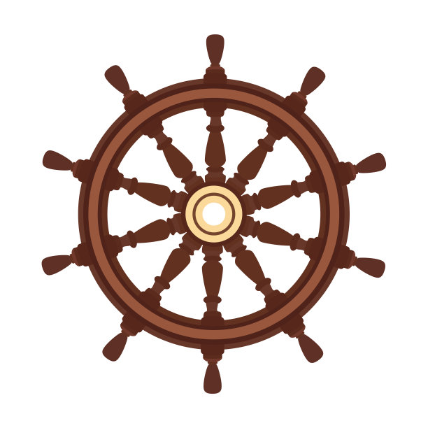 矢量平船手轮，船轮掌舵图片下载