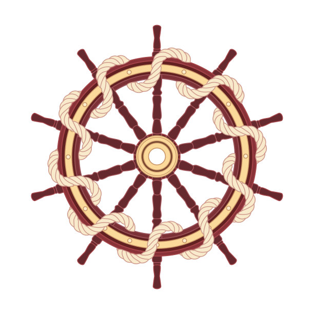 矢量扁形船绳手轮图片下载