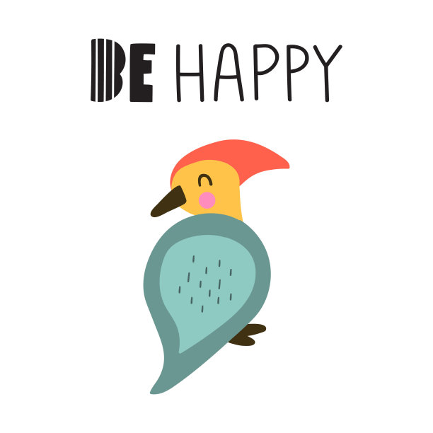 啄木鸟手绘图标。简单的矢量插图设计在斯堪的纳维亚，北欧风格。图片下载