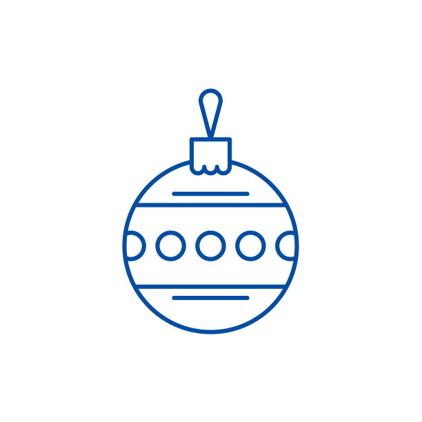 圣诞球与装饰线图标概念。圣诞球装饰平面矢量符号，标志，轮廓插图。图片下载