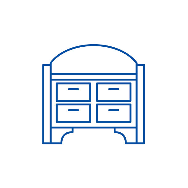抽屉柜线条图标概念。五斗橱平面矢量符号，符号，轮廓插图。图片下载