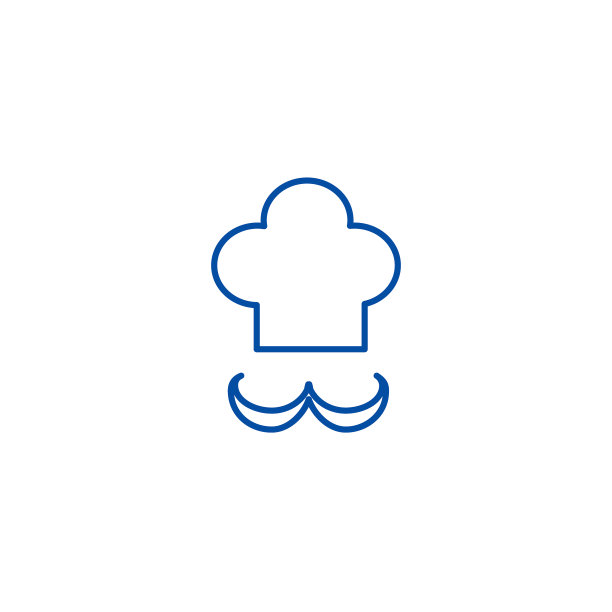 厨师胡子线图标概念。厨师小胡子平面矢量符号，标志，轮廓插图。图片下载
