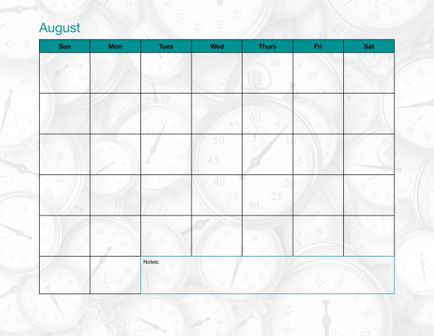 8月空白日历图片下载