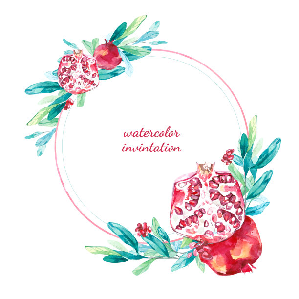 水彩框架与热带水果。图片下载