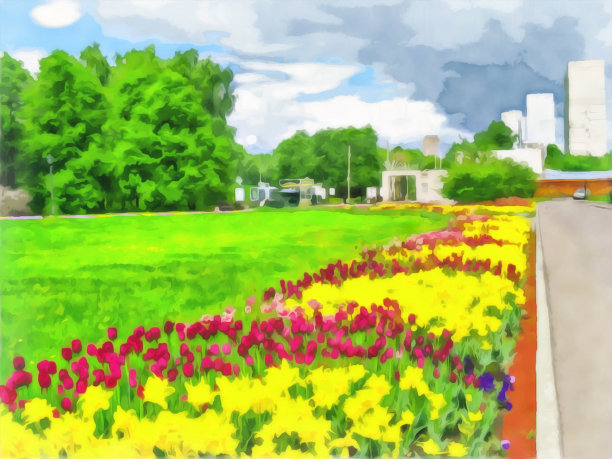 抽象水彩城市景观。图片下载