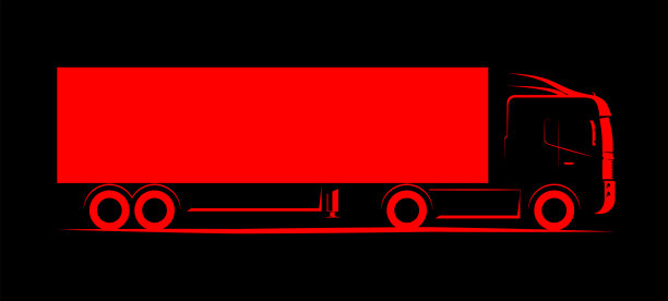 卡车货车简单的侧视图原理图上的黑色背景图片下载