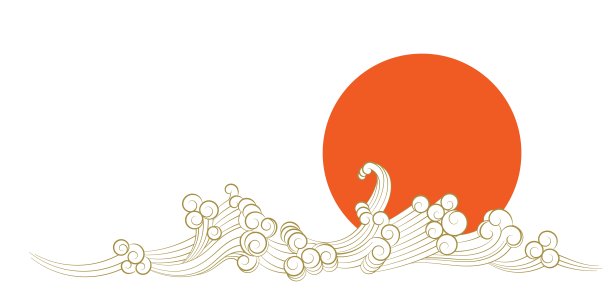 太阳和海洋图标孤立在白色的背景。海上日出图片下载