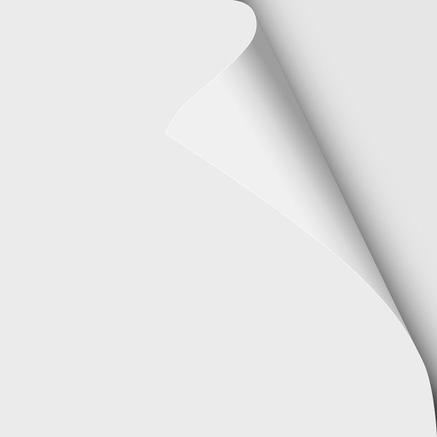 一张白纸，右上角卷曲，阴影柔和。矢量模板纸设计。图片下载