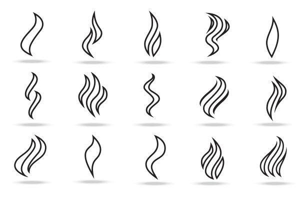 烟雾烟雾矢量图标设置插图孤立的白色背景图片下载