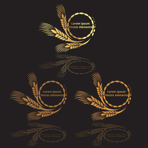 小麦麦穗、燕麦或大麦矢量标志图片下载