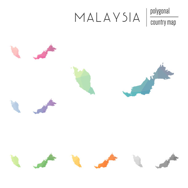 矢量多边形马来西亚地图集。图片下载