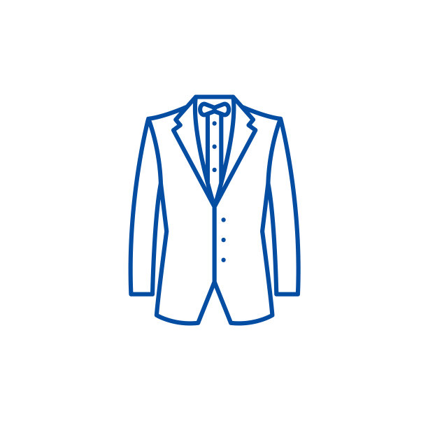 商务夹克线图标概念。商务夹克平面矢量符号、标志、轮廓插图。图片下载