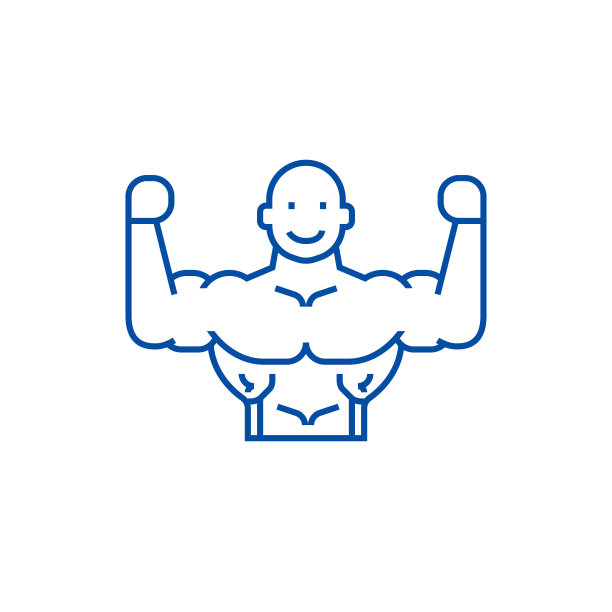 健美运动员线图标概念。健美者平面矢量符号、符号、轮廓插图。图片下载