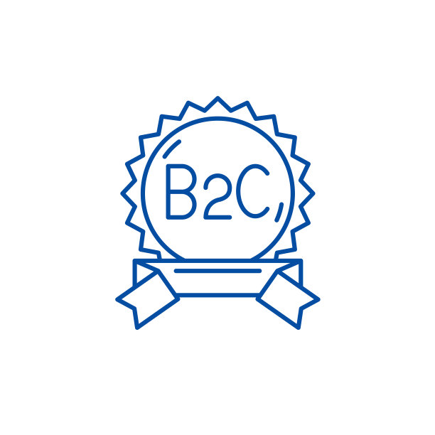 B2C线性图标概念：企业对消费者矢量符号，轮廓插图图片下载