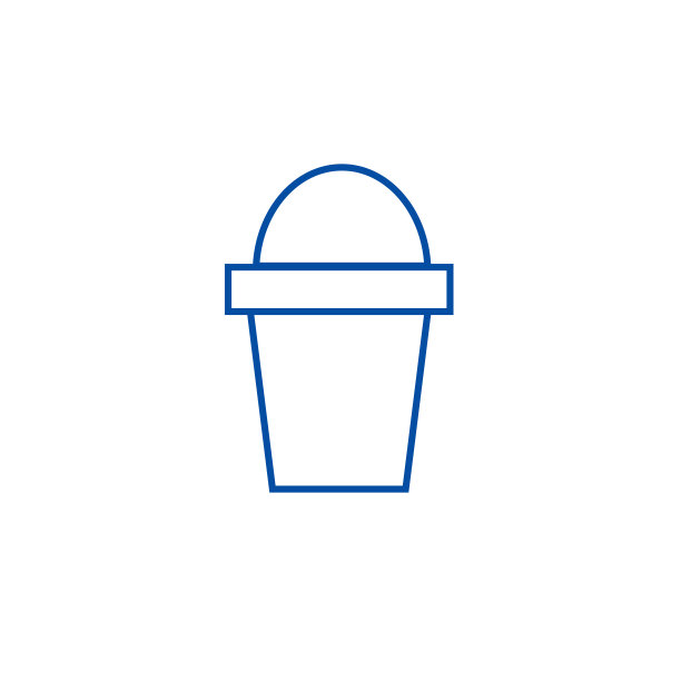 桶线图标概念。桶平面矢量符号、符号、轮廓说明。图片下载