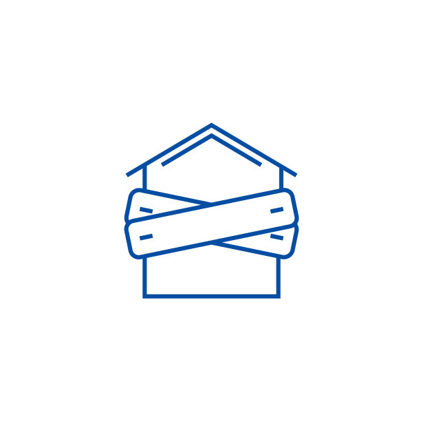 破产，封死房屋线图标概念。破产，用木板封住房子平矢，标牌，大纲插图。图片下载