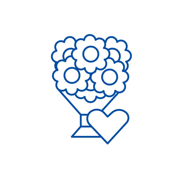 花束插图线图标概念。花束插图平面矢量符号，符号，轮廓插图。图片下载