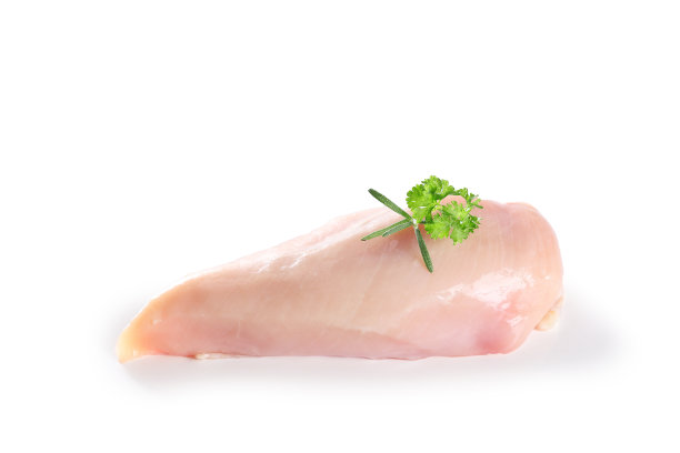 在白色背景上分离的生鸡胸图片下载