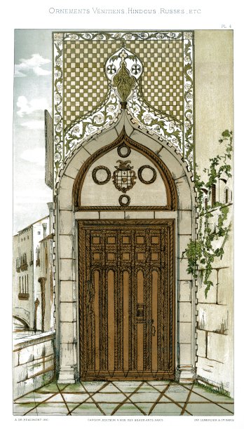 威尼斯范·阿克塞尔宫的大门。出自1883年的威尼斯装饰图片下载