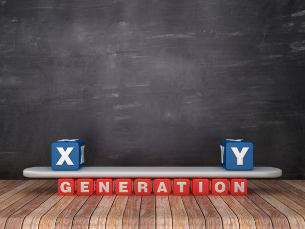 跷跷板比例与生成X Y立方体在黑板背景- 3D渲染图片下载