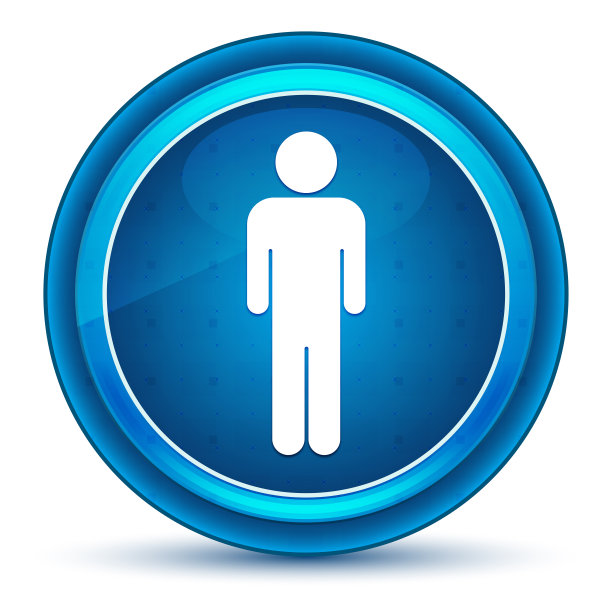 男子图标眼球蓝色圆形按钮图片下载