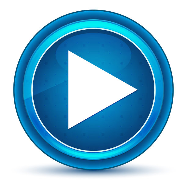 播放图标眼球蓝色的圆形按钮图片下载