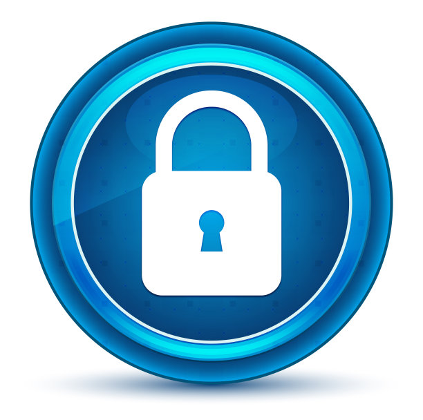 闭锁图标眼球蓝色圆形按钮图片下载