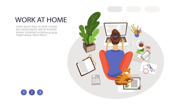 工作在家里登陆页面矢量模板图片下载