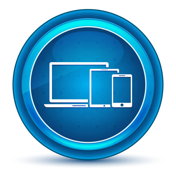 数字智能设备图标眼球蓝色圆形按钮图片下载