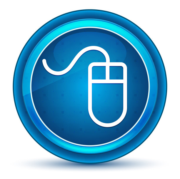 鼠标图标眼球蓝色圆形按钮图片下载