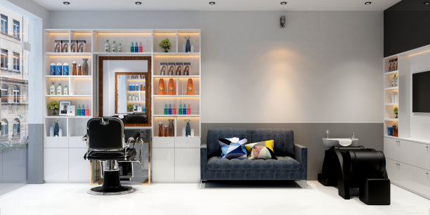 3d渲染男子理发店图片下载