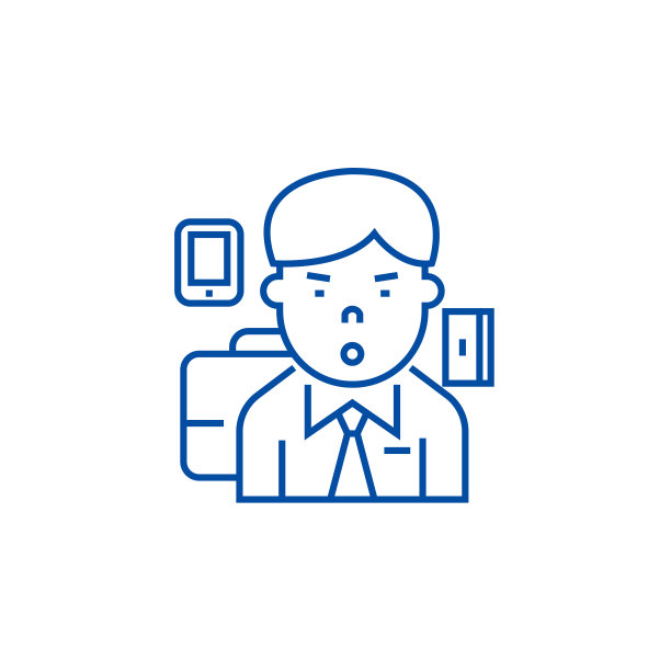 经理，ceo线图标概念。经理，ceo平面矢量符号，符号，轮廓插图。图片下载