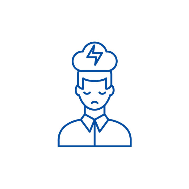 精神崩溃的线性图标概念图片下载