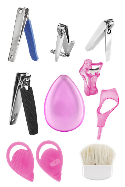 美容工具和配件的指甲，脸部化妆，睫毛和面部清洁，美容产品隔离在白色的背景，修剪路径包括图片下载
