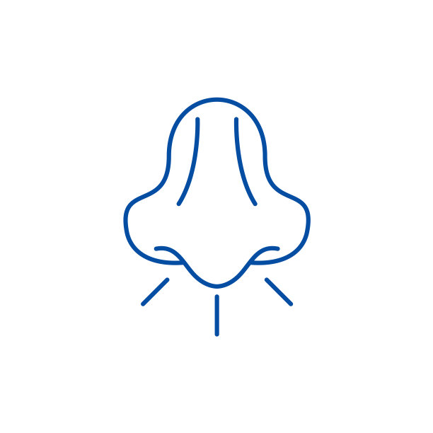 鼻线图标概念。鼻子平面矢量符号，符号，轮廓说明。图片下载