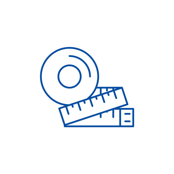 测量图线图标的概念。测量图形平面矢量符号、符号、轮廓插图。图片下载