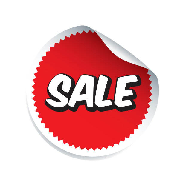 红色矢量贴纸和文字销售。大纲说明。图片下载