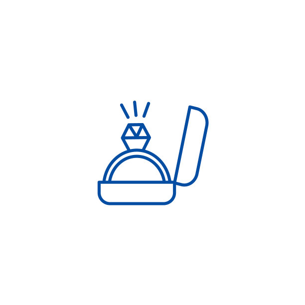 订婚戒指线图标概念。订婚戒指平面矢量符号、符号、轮廓说明。图片下载