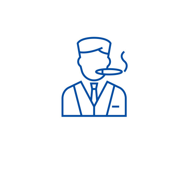 男人抽雪茄线图标概念。男子抽雪茄平面矢量符号，符号，轮廓插图。图片下载