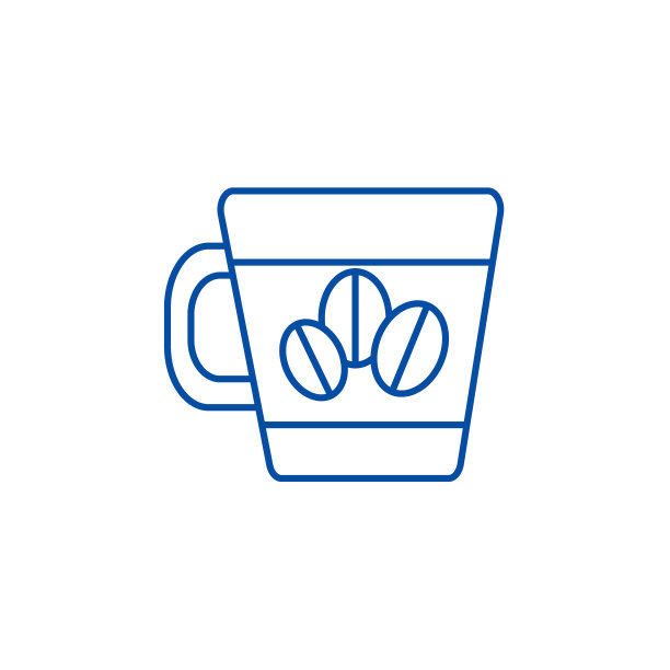 咖啡杯与豆线图标概念。咖啡杯用扁豆矢量符号、符号、轮廓插图。图片下载