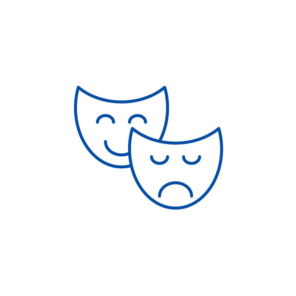 喜剧与悲剧线形图标图片下载