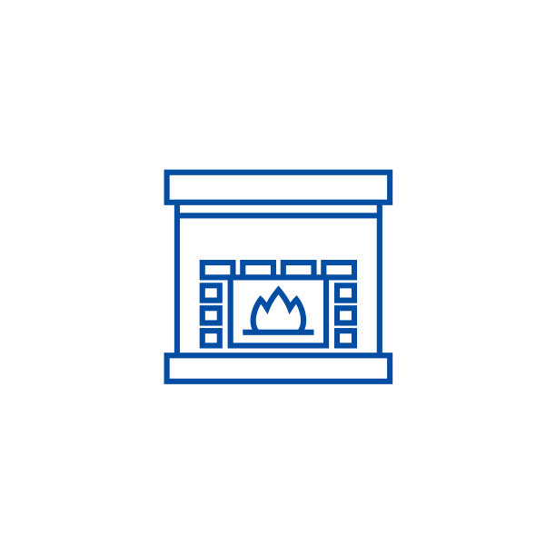 壁炉，壁炉线图标概念。壁炉、灶台平面矢量符号、符号、轮廓插图。图片下载