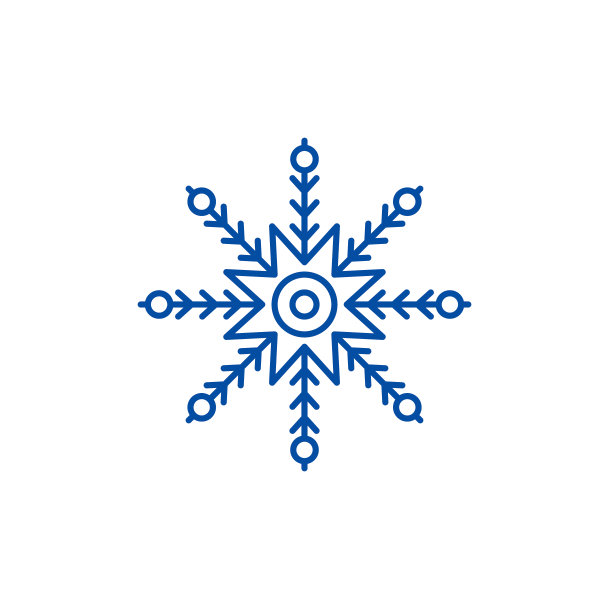 创意雪花线图标概念。创意雪花平面矢量符号、符号、轮廓插图。图片下载