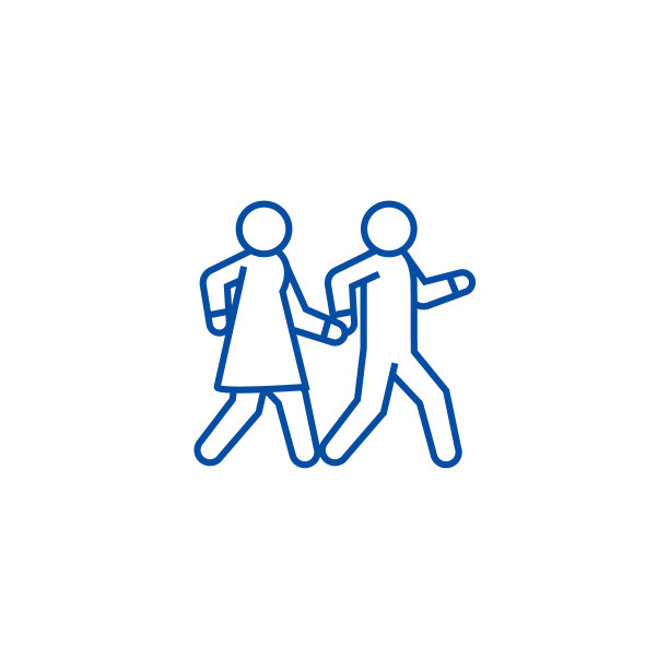 情侣走在一起手牵手线图标概念。情侣手牵着手走平向量符号、符号、轮廓插图。图片下载