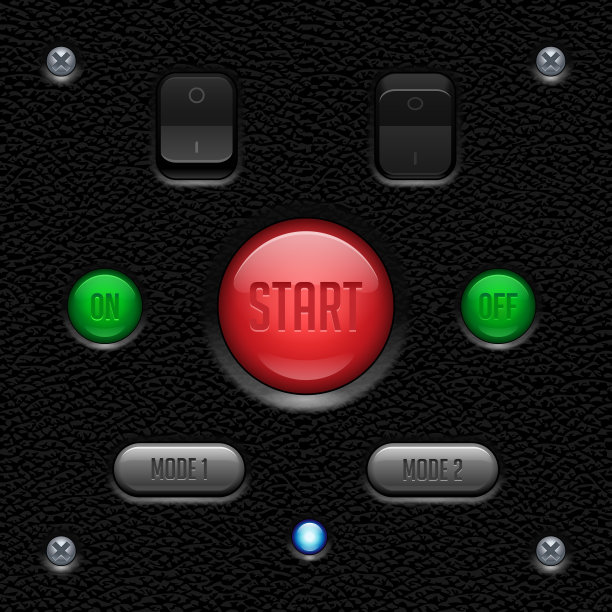 皮革UI应用软件控制集。开关、按钮、灯。网页设计元素。矢量用户界面EPS10图片下载