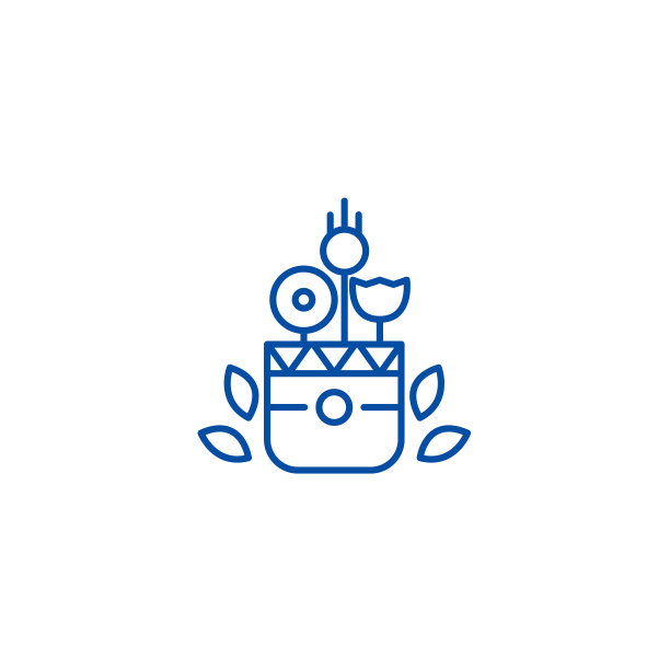 花壶线条图标概念。花卉花盆平面矢量符号、符号、轮廓插图。图片下载