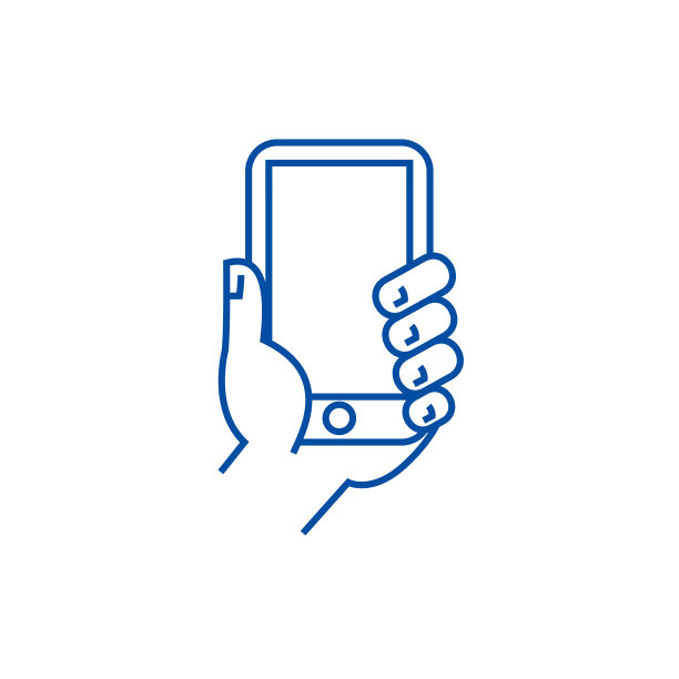手持电话线路图标概念。手持手机平矢量符号、符号、轮廓插图。图片下载