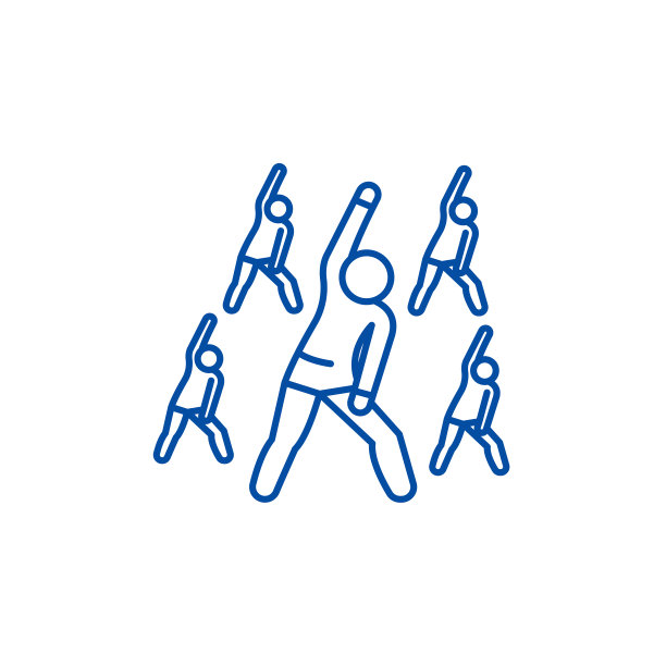 团体健身线图标概念。群适应度平面矢量符号、符号、轮廓插图。图片下载